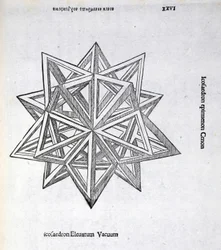 Icosaedron alto vácuo, a partir de uma &39;proporção divina&39; por Luca Pacioli (c.1445-1517), originalmente pub. Veneza de 1509